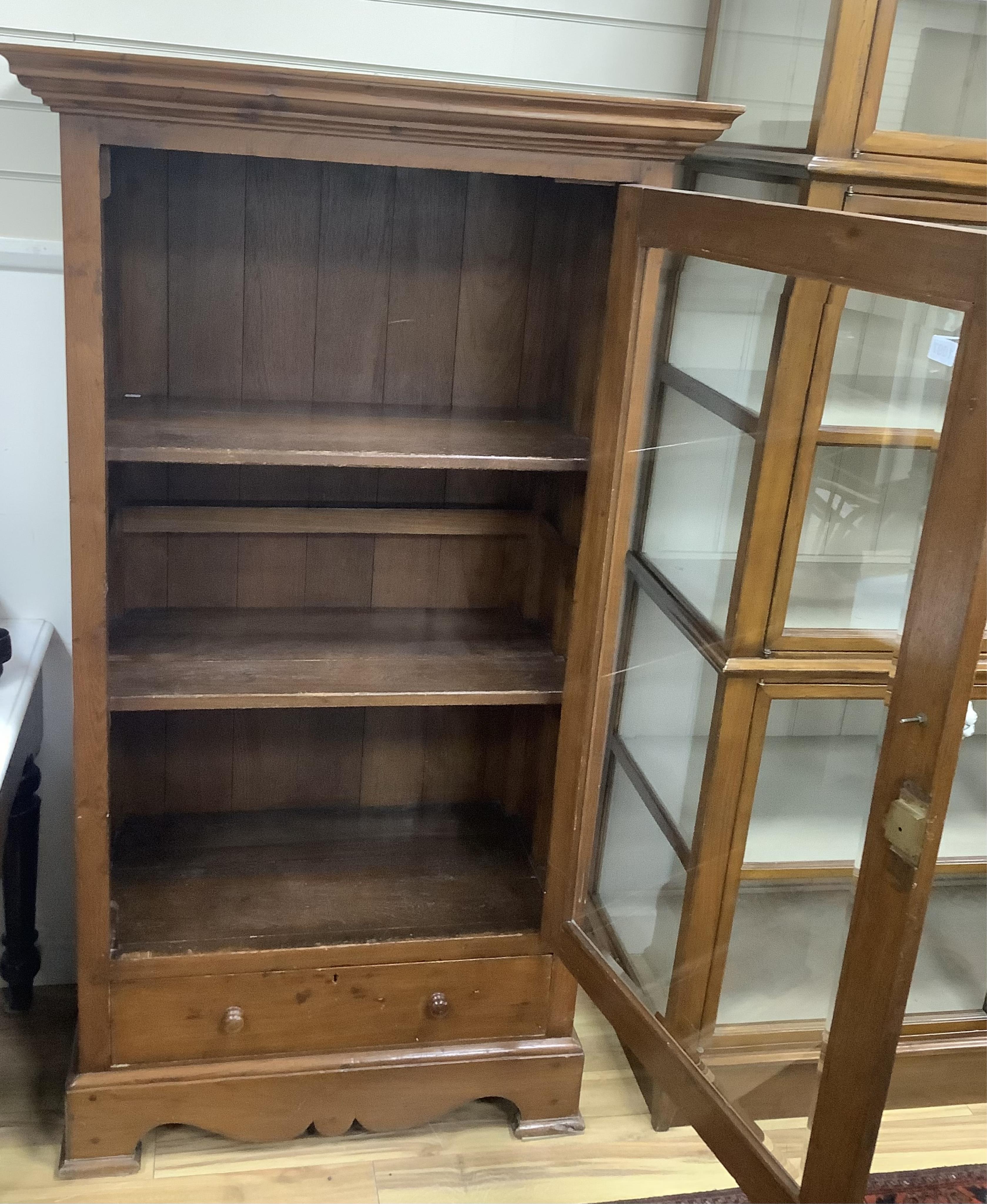 A Louis Philippe style Anglo Indian teak vitrine, with lower drawer, width 89cm, depth 48cm, height 168cm. Condition - fair to good